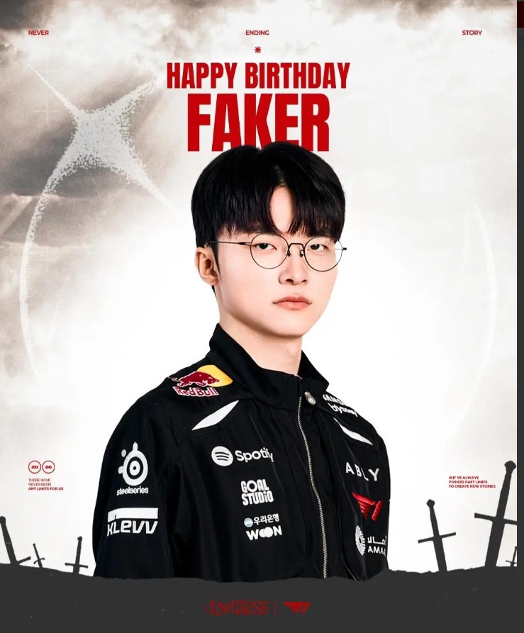 T1为中单选手Faker送上生日祝福: Happy ‘Faker’ Day 30岁生日快乐